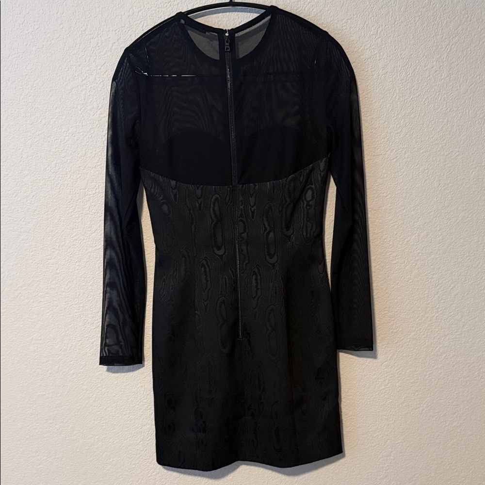 Alice + Olivia Takako Mesh Black Crew Neck Mini Dress - Picture 9 of 10